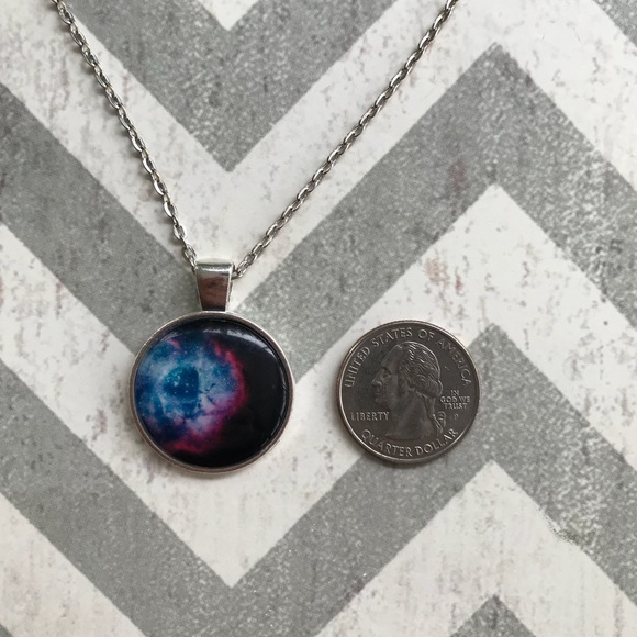 Silver Star Cluster Galaxy Space Necklace - Picture 5 of 7